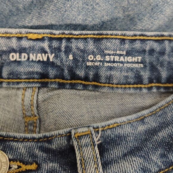 OLD NAVY O.G. Straight Crop High Rise Sz 6 Women's Button-Fly Stretch Jeans - Picture 3 of 4